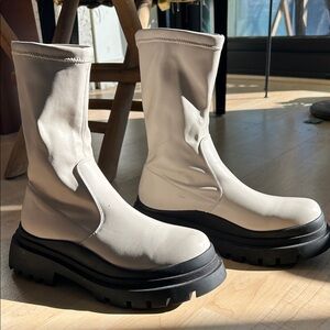 Stylish Women's Winter Boots in Cream with high Sock like cut